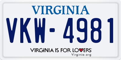 VA license plate VKW4981