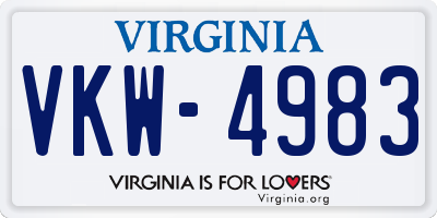 VA license plate VKW4983