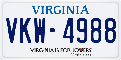 VA license plate VKW4988