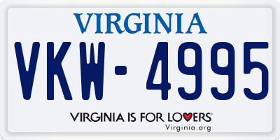 VA license plate VKW4995