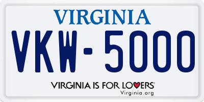 VA license plate VKW5000