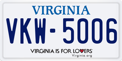 VA license plate VKW5006