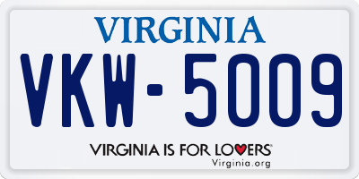 VA license plate VKW5009