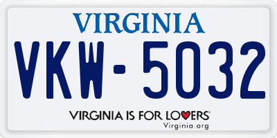 VA license plate VKW5032
