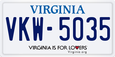 VA license plate VKW5035