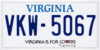 VA license plate VKW5067