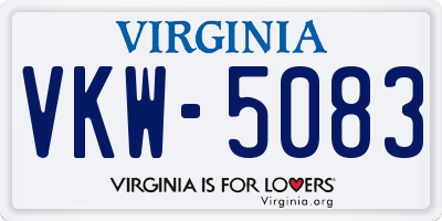 VA license plate VKW5083
