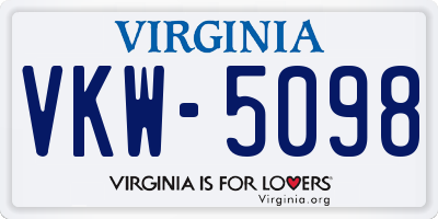 VA license plate VKW5098