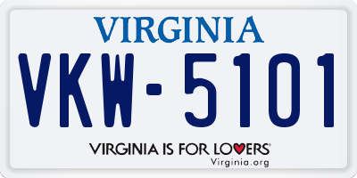 VA license plate VKW5101