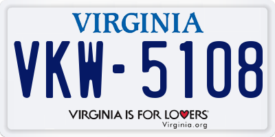VA license plate VKW5108