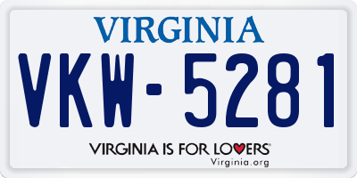 VA license plate VKW5281