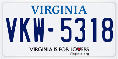 VA license plate VKW5318