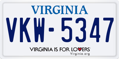VA license plate VKW5347