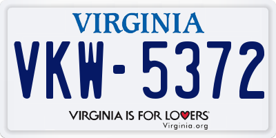 VA license plate VKW5372