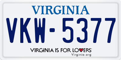 VA license plate VKW5377