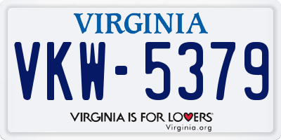 VA license plate VKW5379