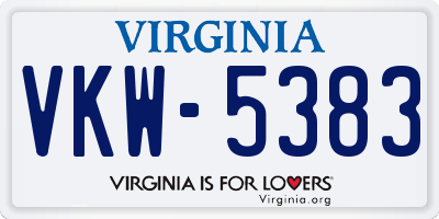 VA license plate VKW5383