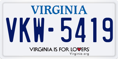 VA license plate VKW5419