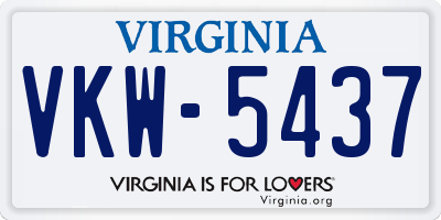 VA license plate VKW5437