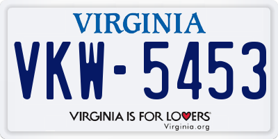 VA license plate VKW5453