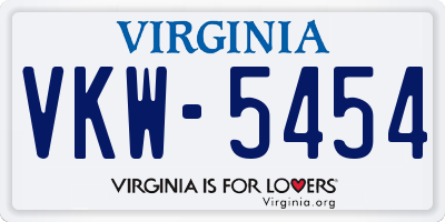 VA license plate VKW5454