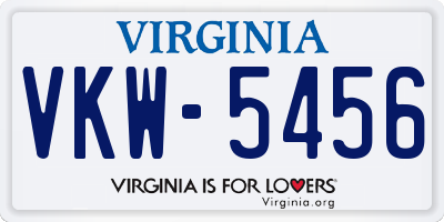 VA license plate VKW5456