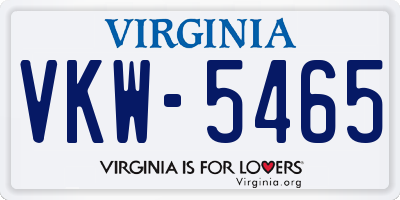 VA license plate VKW5465
