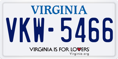 VA license plate VKW5466