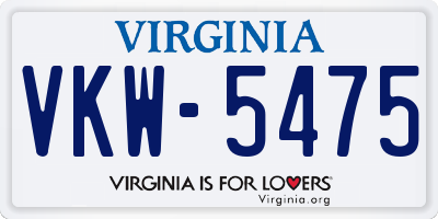 VA license plate VKW5475