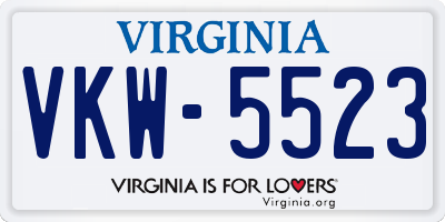 VA license plate VKW5523