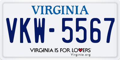 VA license plate VKW5567
