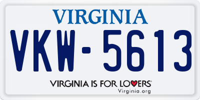 VA license plate VKW5613