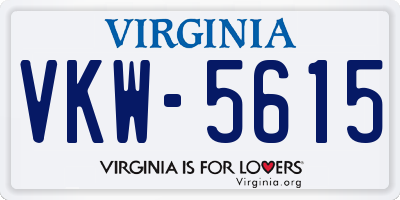 VA license plate VKW5615