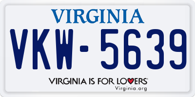 VA license plate VKW5639