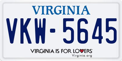 VA license plate VKW5645