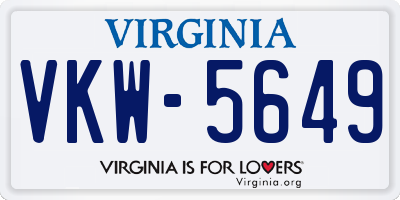 VA license plate VKW5649