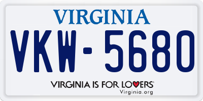 VA license plate VKW5680