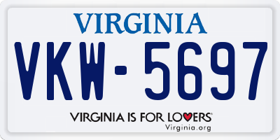 VA license plate VKW5697