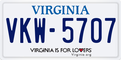 VA license plate VKW5707