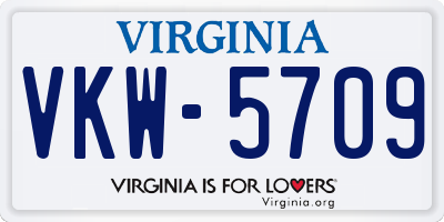 VA license plate VKW5709