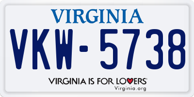 VA license plate VKW5738