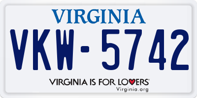 VA license plate VKW5742