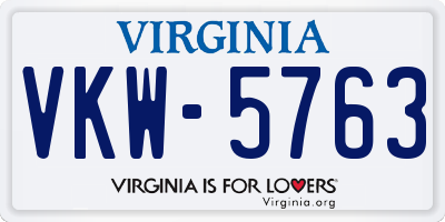 VA license plate VKW5763