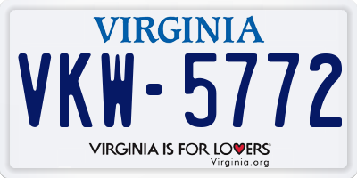 VA license plate VKW5772