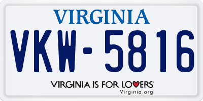 VA license plate VKW5816