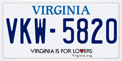 VA license plate VKW5820
