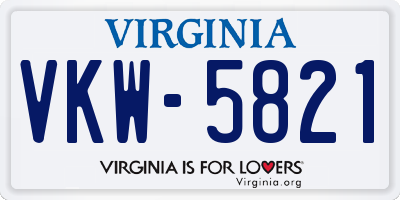 VA license plate VKW5821