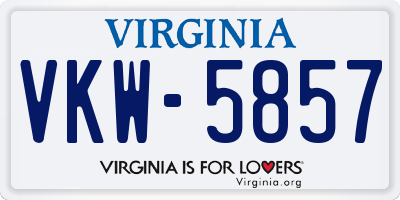 VA license plate VKW5857