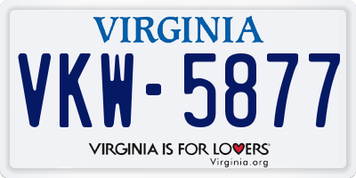 VA license plate VKW5877