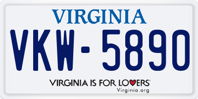 VA license plate VKW5890